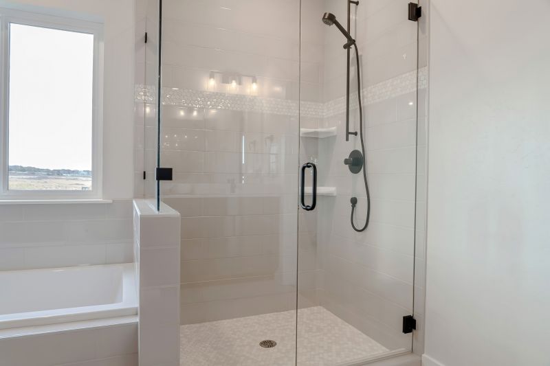 Glass Panel Shower with Black Fixtures